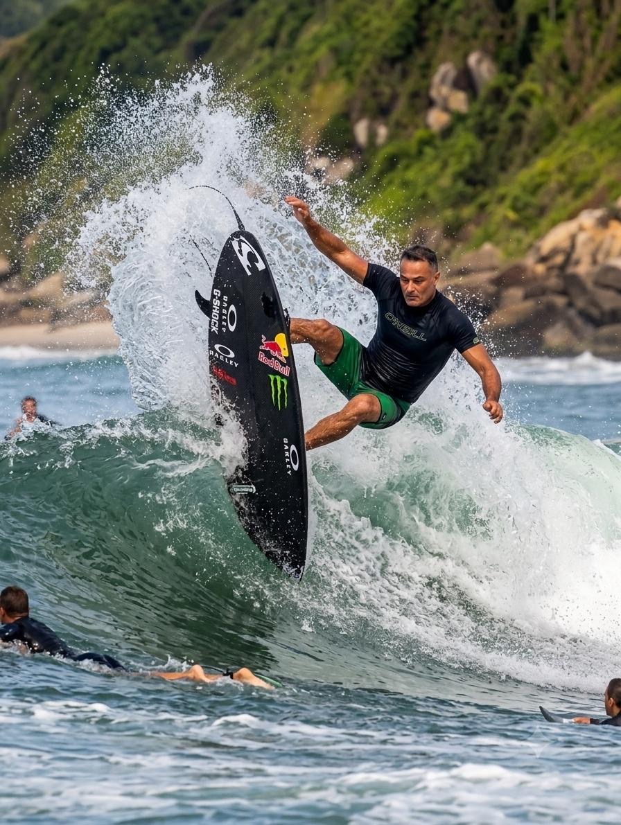 Surfista na onda em Garopaba